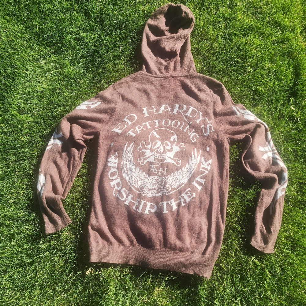 ED HARDY Cotton Lambswool Angora Alpaca Hoodie